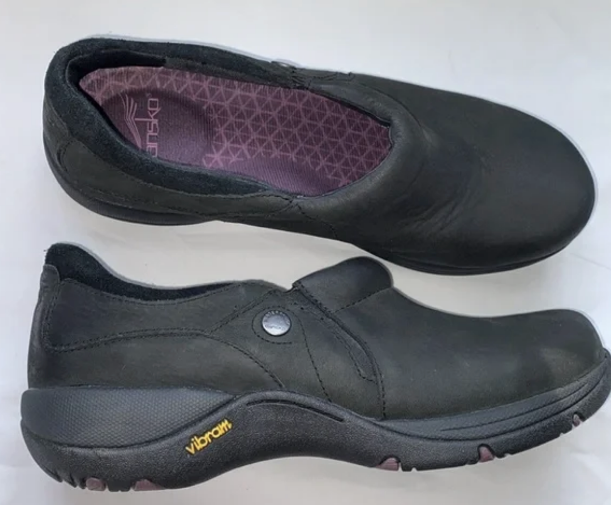 Dansko 37 Black Nubuck Leather sneakers slip on loafers clog shoes  Vibram