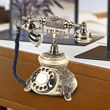 Antique Brass Handset Phone Handheld Telephone Rotary Dial Vintage Home Decor