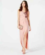 $168 NWT Vince Camuto Women's Blush Sequined Surplice Gown Dress 4 yja1725