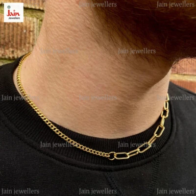 Echt Gold 18 Karat,22 Karat Gelbgold Kubanische Verbindung Herren Halskette 3 MM - Bild 1 von 4