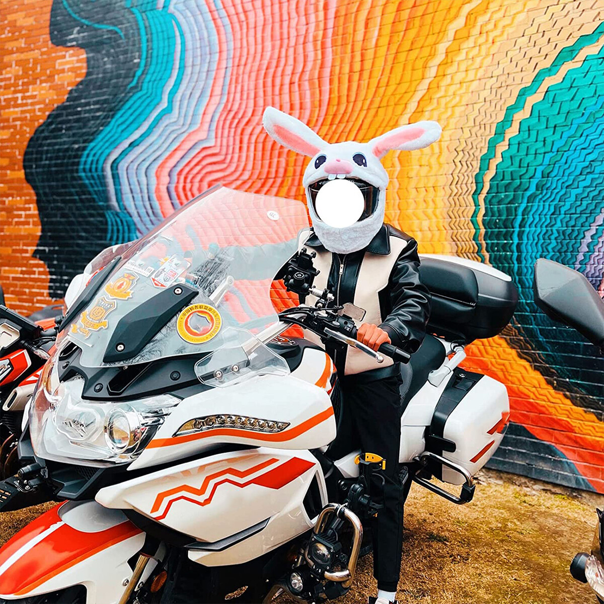 FUNNY BUNNY HELMET COVERS MOTORBIKE HEEDS CRAZY CRASH MOTORCYCLE COVER eBay