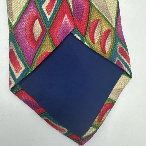 Mirage Milano Tie 100% Silk Multicoloured Diamond Geometric Pattern - Picture 6 of 7