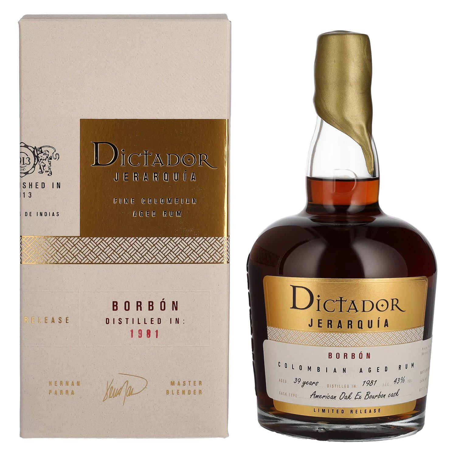 Dictador JERARQUÍA 39 Years Old BORBÓN Colombian Aged Rum 1981
