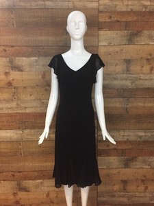 Dress Barn Collection Dress Black Womens Size 10 V Neck Ruffles