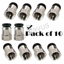 Pneumatic Push to Connect Fitting 6mm Tube ODx1/4"G Thread Female Adapter 10 Pcs