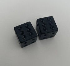 2X Black on Black Dice Valve Stem Caps Cover Car Truck Bike Motorcycle Bicycle