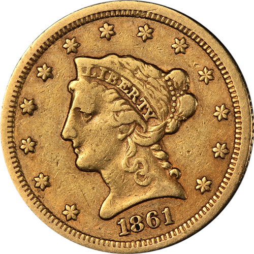 1861P Liberty Gold 2.50 New Reverse Nice VF Nice Eye Appeal Nice