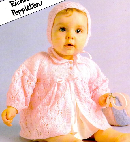 Richard Poppleton 2444: Matinee Jacke & Haube in 4-lagig 40-50cm / 16-20" Brustumfang