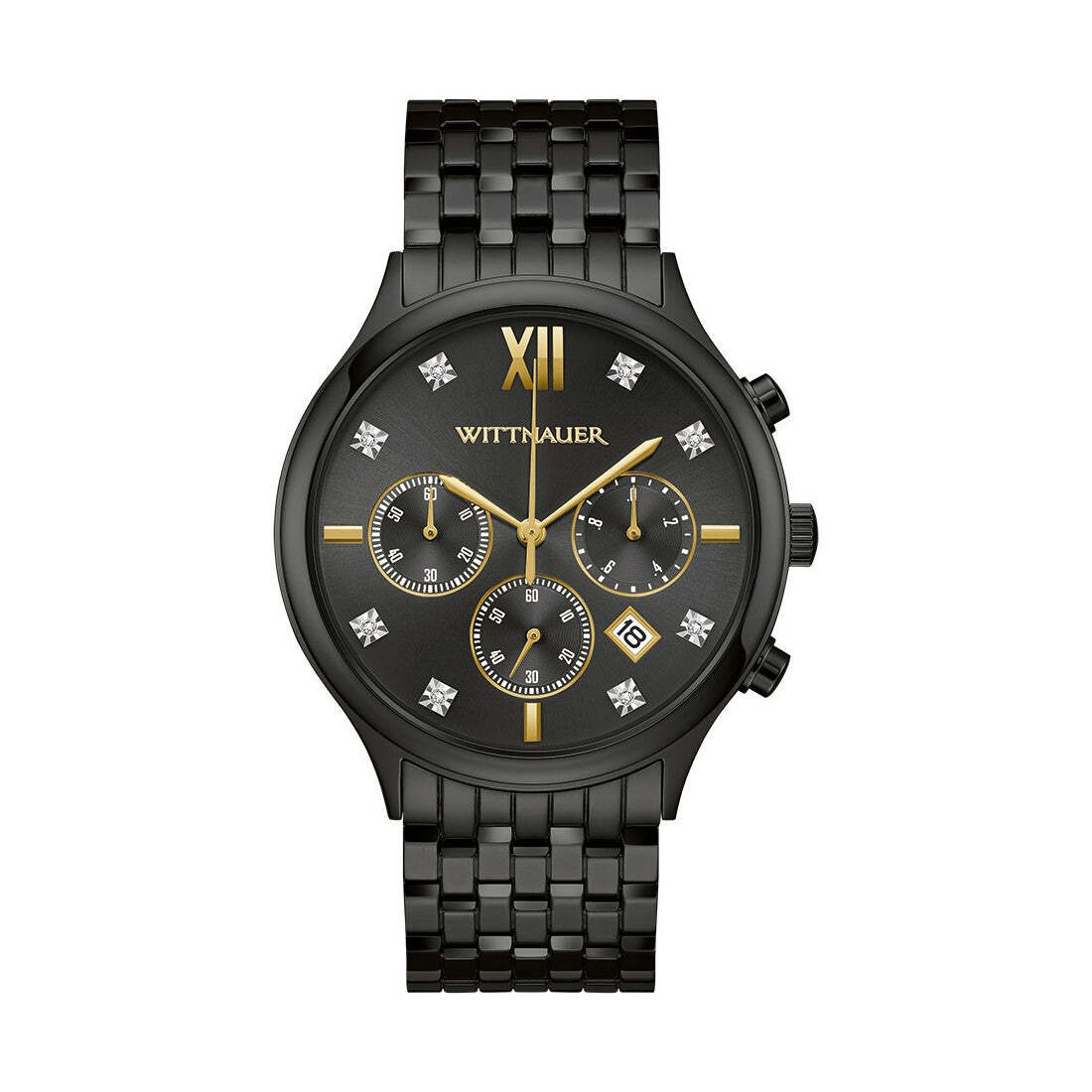 Wittnauer Black Tie 44MM Diamond Dial Black Chronograph Watch