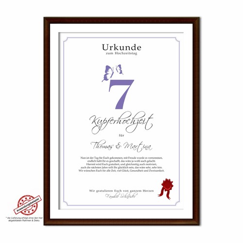 Hochzeitstag Geschenk Urkunde 1-80 Hochzeitstag Ehejubiläum wählbar - Bild 55 von 567