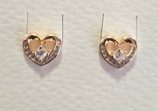 Children's Rose Gold Heart Shape Stud Earrings New