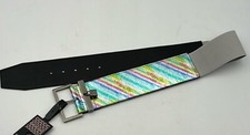 NWT KURT GEIGER LONDON METALLIC RAINBOW WIDE STRETCH BELT SZ S/M L/XL KG100181C