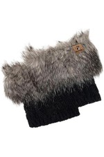 BEARPAW Women's Textured Knit Boot Topper with Faux Fur Black