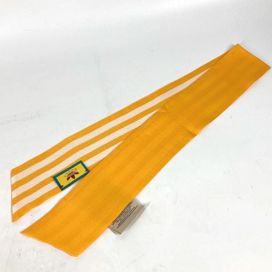 GUCCI écharpe adidas collaboration col nœud 3 lignes bandeau jaune femme soie