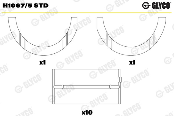 Kurbelwellenlager Glyco H1067/5 STD FüR Panda Fiat UNO Autobianchi Lancia Y10 BU-image