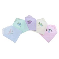 Damen-Taschent&uuml;cher Aus Baumwolle Mit Blumenstickerei, Spitze, 5er-Set