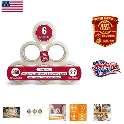 Heavy-Duty Clear Packing Tape - 60 Yards, 6 Rolls, 2.7mil Thickness