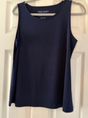 Susan Graver Liquid Knit Round Neck Sleeveless Stretch Tank Top Navy M