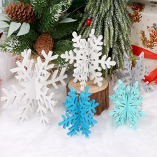 12Pcs Christmas Wooden Snowflake Decoration Winter Snowflake Tabletop Sign 3D Ta