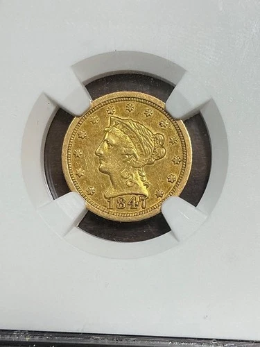 NGC AU50 CAC 1847 O $2.50 GOLD LIBERTY QUARTER EAGLE TOUGH DATE ESPECIALLY CAC