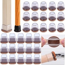 8-24x Silicone Chair Leg Floor Protectors Caps Covers Felt for Hardwood Upgraded