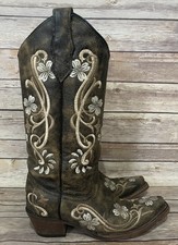 Corral Circle G Sz 5.5 Faded Black Floral Embroidered Square Toe Boots