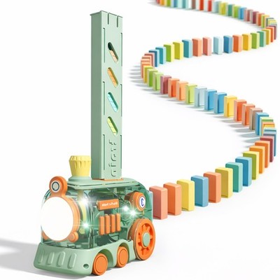Domino Train Toy, 80 PCS Kids Games Automatic Dominos Set, STEM Montessori To...