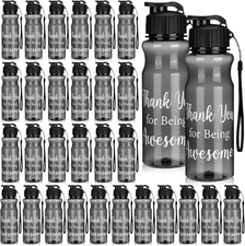 Gerrii 30 Pcs Water Bottles Bulk 20.3 oz Employee Appreciation Gifts Black 