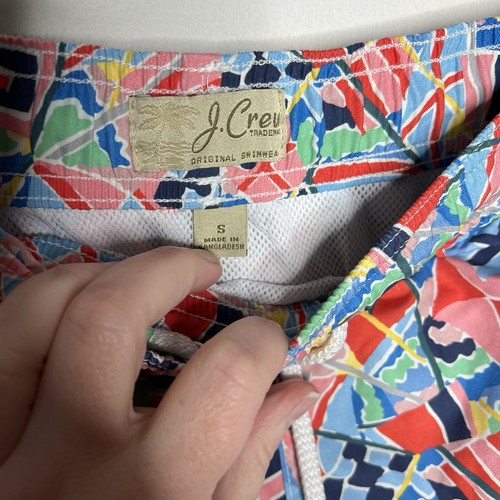 J.Crew Mens Small Swim Trunks Colorful Nautical Flag Print Lined Drawstring - Picture 3 of 8