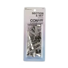 Conair Single Prong Pin-Up Salon Styling Clips, Silver, 30 Count
