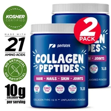 Perfotek Collagen Peptides 2LB(2 Pack)Types 1&3 Unflavored Hair Skin Nails Joint