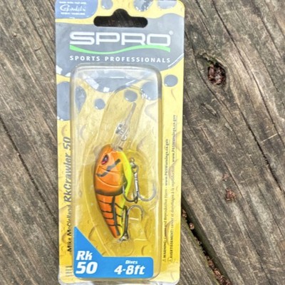 SPRO RkCrawler 50 Crankbait Orange Yellow Black Dives 8ft Wide Wobbling Action