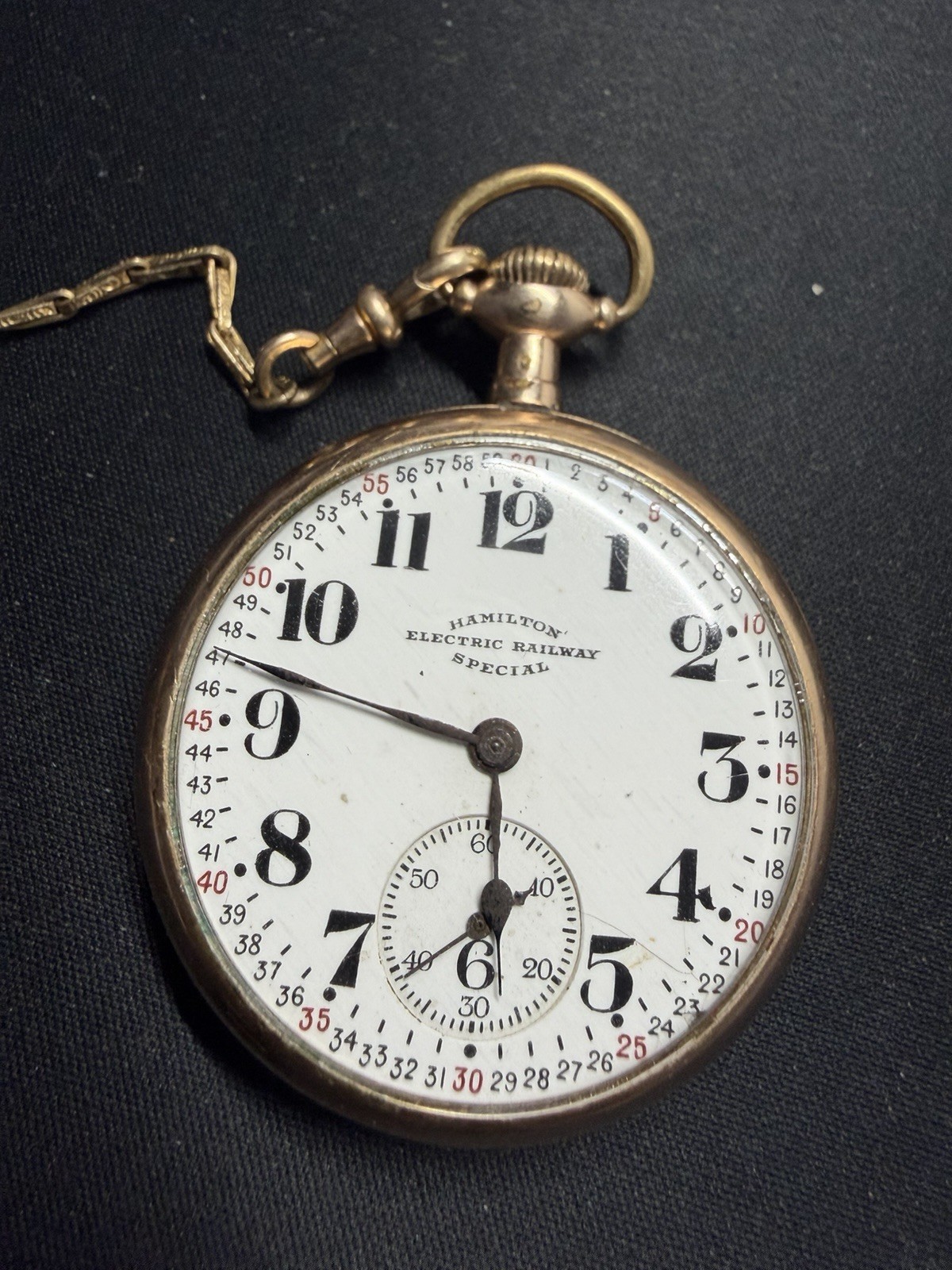 Hamilton Electric Railway Vintage Pocket Watch 17 Jewels, Working