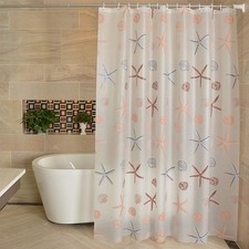 Modern Bathroom Shower Curtain, Waterproof PEVA Plastic Sea Shell Shower Curtain