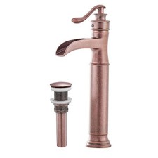 BWE Waterfall Vessel Bathroom Faucet Copper Single Handle w/ Pop-Up Drain