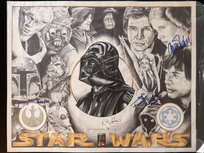 Propstore Star Wars Signed James Earl Jones Carrie Fisher Dave Prowse COA