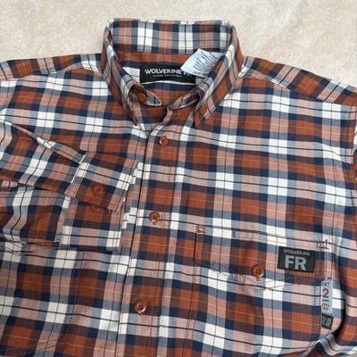 Wolverine FR Flame Resistant Plaid Shirt Mens M FZ-5101 CAT 2 9.2 ATPV NEW