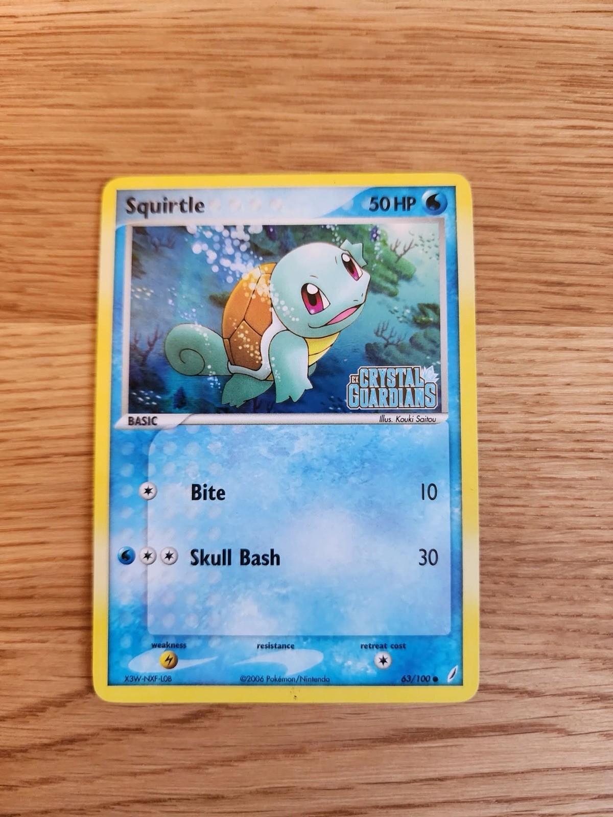 Pokémon TCG Squirtle 63/100 EX Crystal Guardians Holo NM