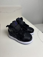 Air Jordan 1 Mid SE Black Court Purple Toddler Size 4C Patent Leather Sneakers