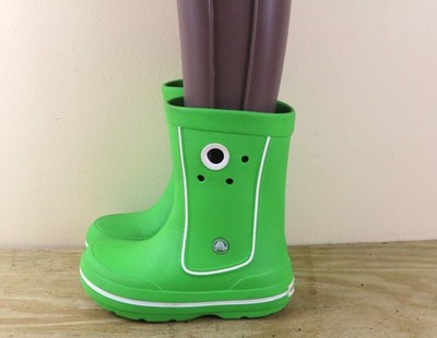 Crocs Kids Green Rain Boots J1 Jaunt Wellies Pull On Boy Girls Shoes