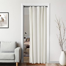 Off White/Ivory Velvet Sliding Closet Door Curtain Without Door 48x80,Modern ...