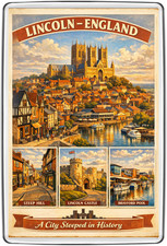 Lincoln England UK Steep Hill Brayford Pool Fridge Magnet Travel Souvenir Gift