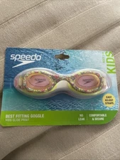 Speedo Kids' Glide Print Swim Goggles  Age 3-6 Yellow/Pink Hearts #4751