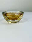 MCM Murano Amber Swirl Art Glass Trinket Dish 4.25” X 2.5”
