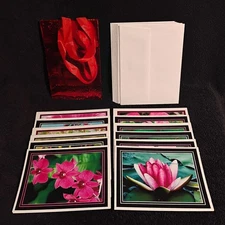 Photo Notecards Handmade Pink Flowers Nature set of 10 Blank Inside Thank You