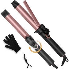 32mm Curling Iron Hair Tong Ceramic Barrel LCD Display 5 Heat Settings Dual Volt