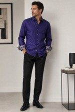 Robert Graham Shirt Mens Large Purple Button Down Flip Cuff Dress