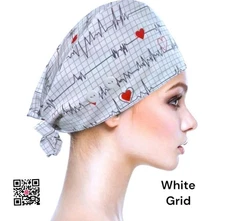 Work Cap Medical Chef Painter Unisex Polyester OSFM “White Grid”