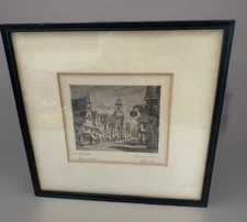 Paul Sollmann Etching Rothenburg Germany Architectural Print Town VTG Signed Art
