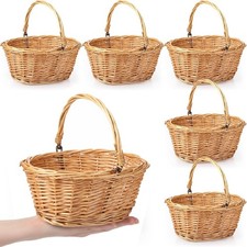 Small Wicker Basket with Handle Flower Girl Baskets Oval Willow Woven Braided...